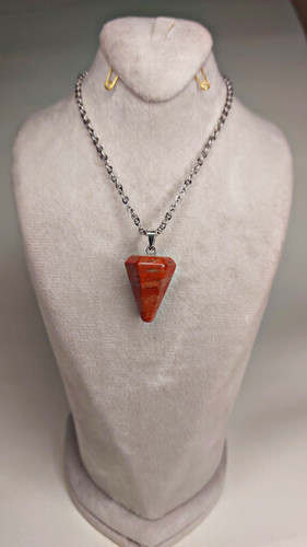 گردنبند پاندول سنگ جاسپر سرخ