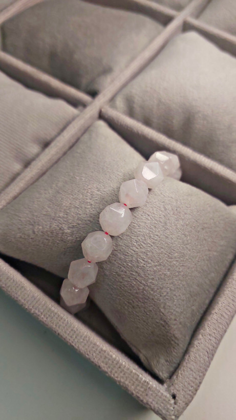 دستبند سنگ رزکوارتز طبیعی