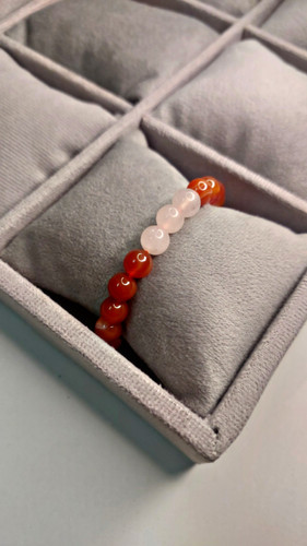 دستبند سنگ کارنلین و رزکوارتز