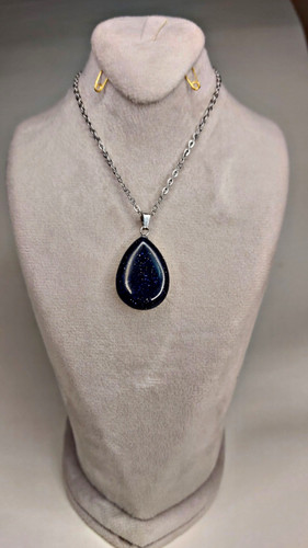 گردنبند سنگ دلربا سرمه ای