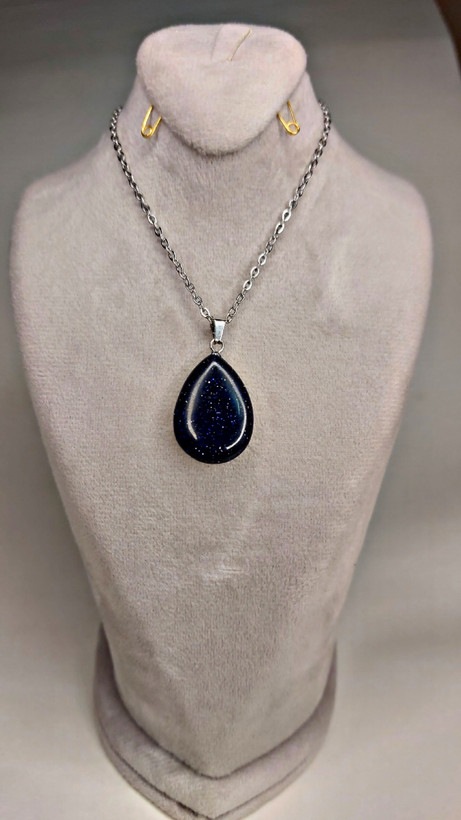 گردنبند سنگ دلربا سرمه ای