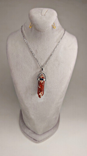 گردنبند منشور سنگ جاسپر سرخ