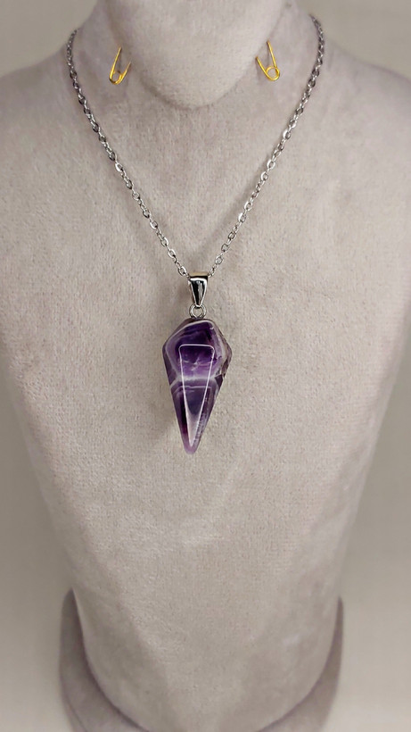 گردنبند پاندول سنگ آمیتیست