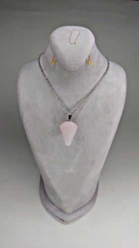 گردنبند پاندول سنگ رزکوارتز