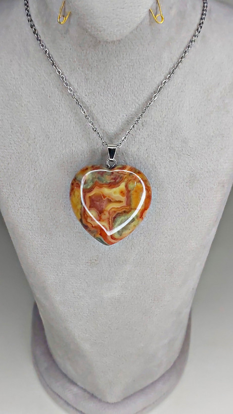 گردنبند قلب سنگ عقیق توری دیوانه