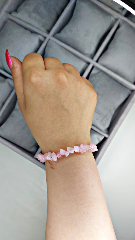 دستبند سنگ رزکوارتز چیپسی