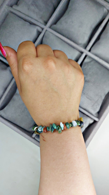 دستبند سنگ عقیق خزه ای چیپسی